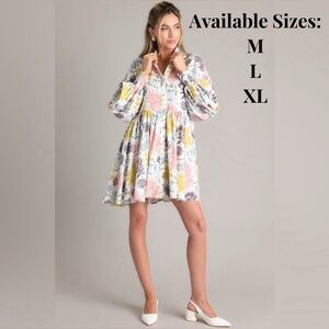 NIP-Ivory Floral Print Dress- AURA